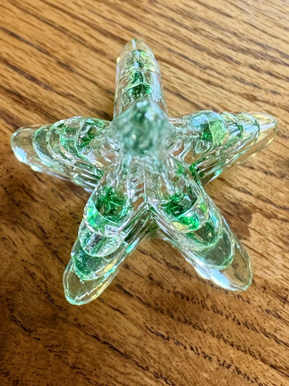 Vintage Glass Decorative Christmas Tree - Clear with Green Accents - Picture 8 of 10